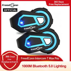 Freedconn T Max Pro 오토바이 인터콤 블루투스 헬멧 헤드셋 6 라이더 BT 5.0 1200M FM 모터 인터폰 커뮤니케이터 이어폰