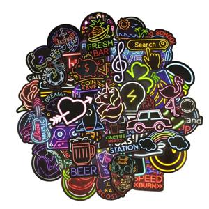 50pcs 방수 낙서 자전거 스티커 만화 노트북 자동차 오토바이 수하물 구획 네온 라이트 스티커