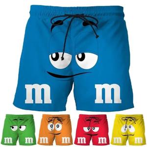 음식 M & M의 초콜릿 콩 비치 반바지 남자 재미 있은 아이 3D 인쇄 만화 멋진 아이스 반바지 수영복 보드 반바지 여름 수영 트렁크