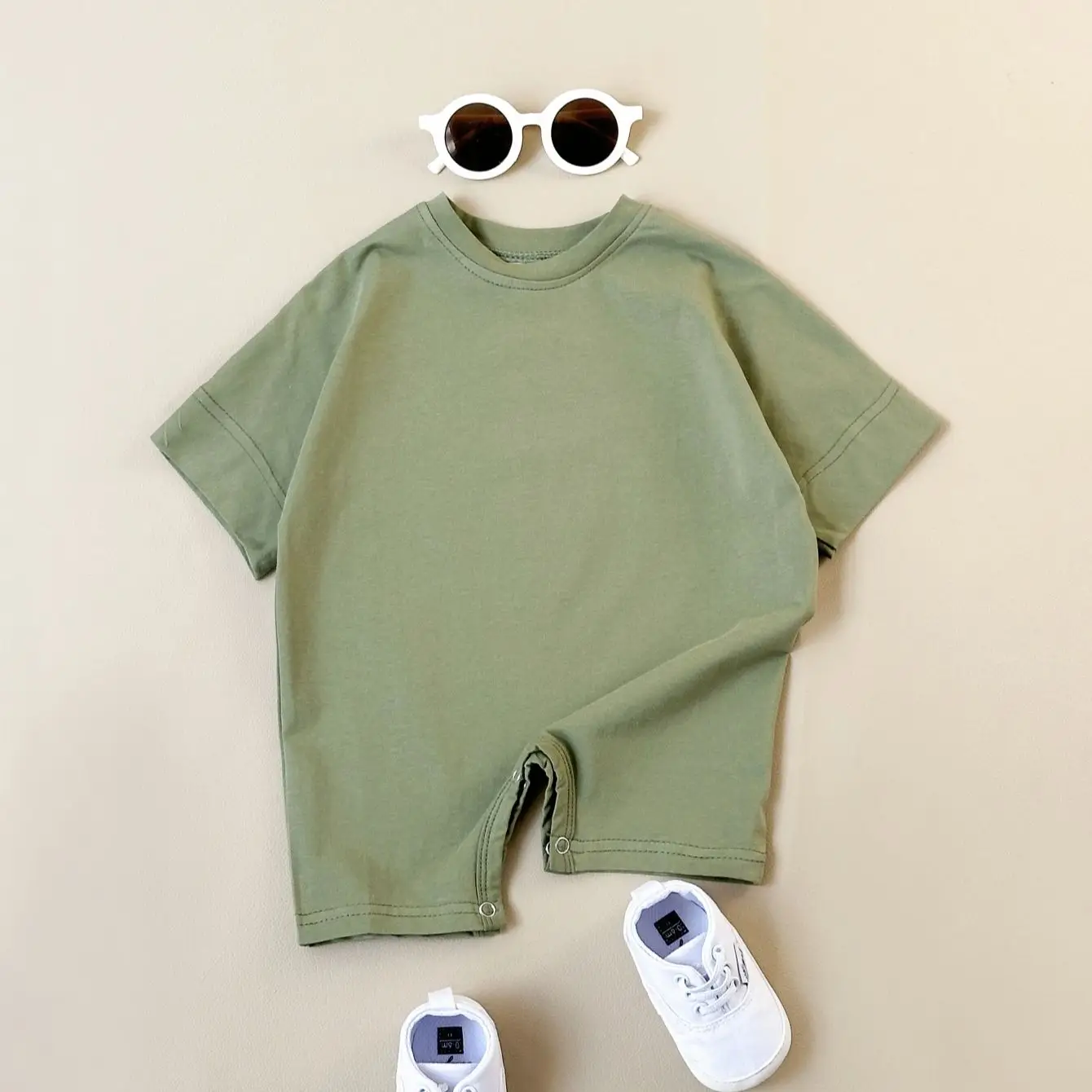 아기 소년 기본 Romper 여름 신생아 유아 아기 옷 착용 유아 짧은 소매 Jumpsuit 늑골이있는 옷 복장 Playsuit