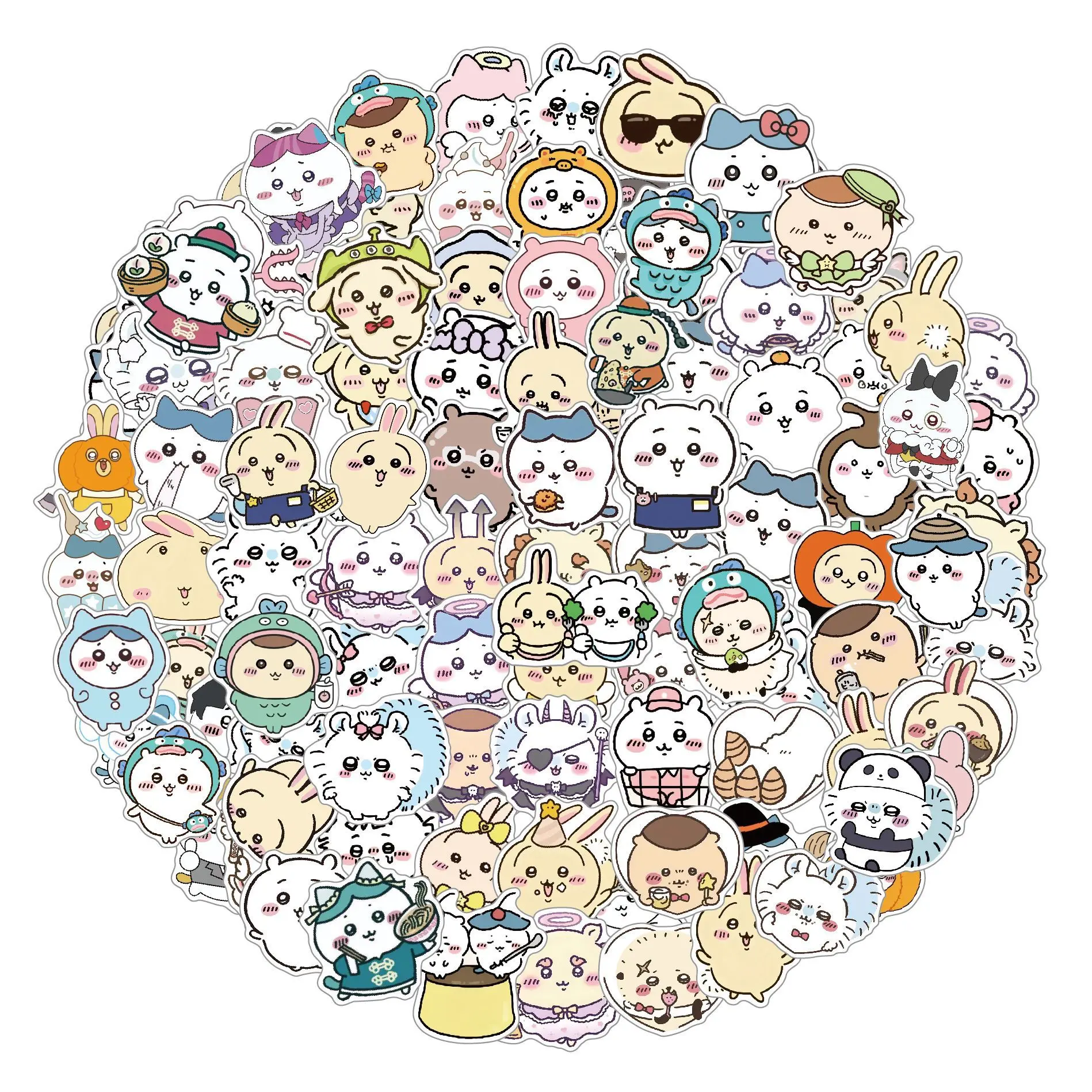 100pcs Kawaii Jiikawa 만화 스티커 장식 책상 노트북 스크랩북 수하물 편지지 귀여운 낙서 스티커 어린이 선물