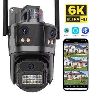 6K WIFI 카메라 3 스크린 3 렌즈 WiFi 보안 4K IP 카메라 듀얼 렌즈 컬러 야간 투시경 자동 추적 감시 iCSee