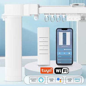 Tuya 최신 짧은 스마트 WiFi 엔진 전동 커튼 처마 장식 지능형 트랙 커튼 모터 지원 Alexa Google home Alice