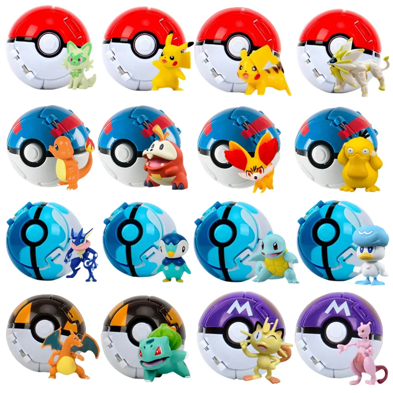 Pokeball 포켓몬 입상 엘프 공 애니메이션 피규어 만화 피카추 리자몽 포켓 몬스터 애완 동물 애니메이션 액션 모델 장난감 키즈 선물