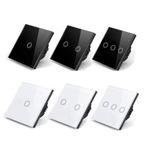 AXUS EU 터치 스위치 AC100-240V Led 백라이트 패널 강화 크리스탈 유리 벽 조명 감각 스위치 1/2/3 Gang Interruttore