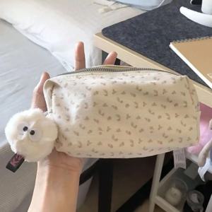 INS 꽃 프린트 펜 가방, 대용량 다기능 문구 가방, 연필 케이스, 학교 사무실