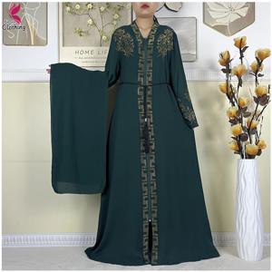 여성을위한 새로운 이슬람 abayas 긴 소매 드레스 두바이 레이디 우아한 긴 드레스 이슬람 의류 터번과 아프리카 abaya 느슨한 가운
