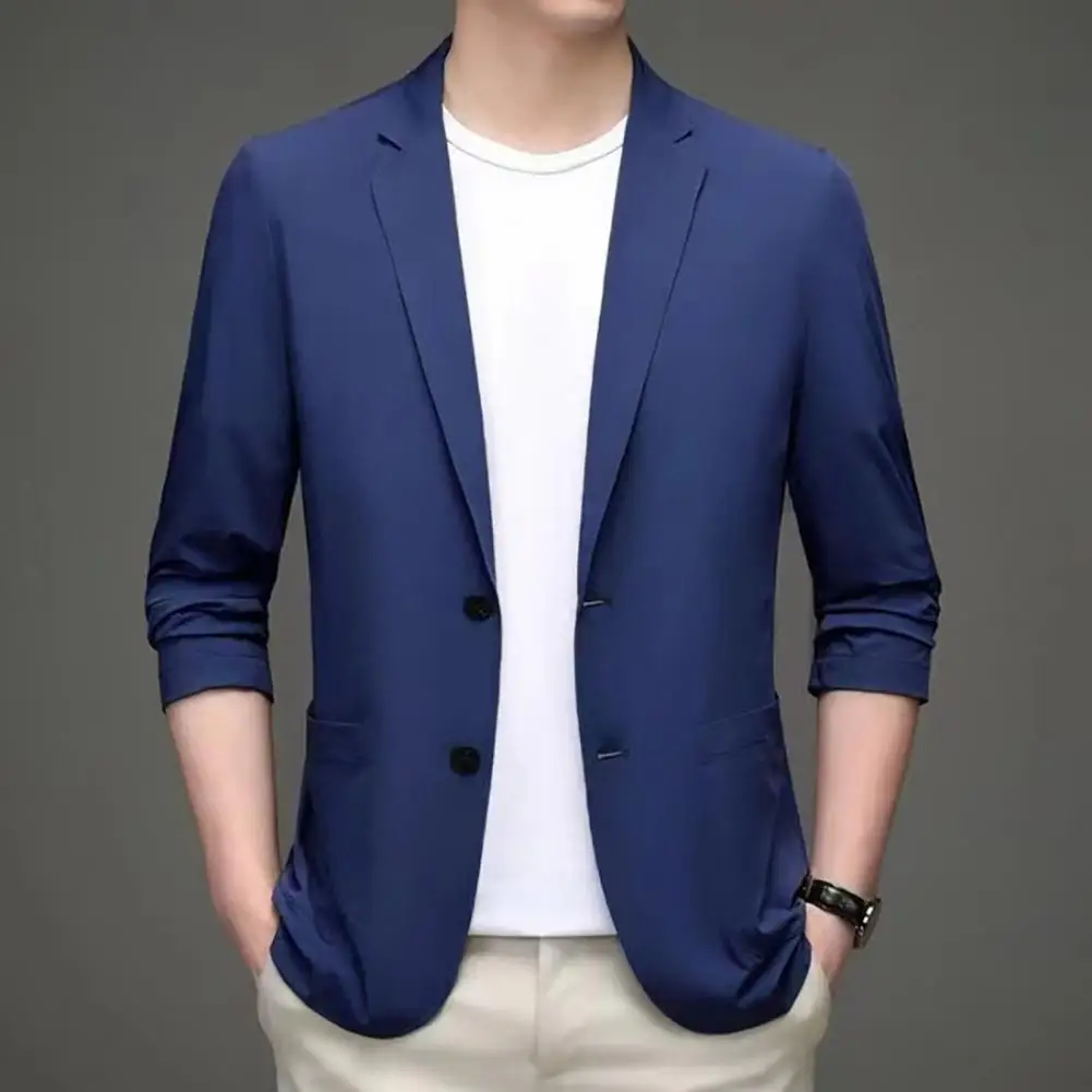 남성 정장 코트 고급스러운 공식 비즈니스 정장 재킷 솔리드 컬러 개인 스타일 싱글 브레스트 클린 숄더 라인 블레이저 재킷