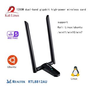 USB 어댑터 듀얼 밴드 RTL8812AU 2.4G/5GHz 무선 Wi-Fi 동글 네트워크 카드 Windows 7/10/11/kali Linux 용 USB 3.0 어댑터