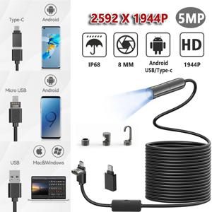 자동 초점 검사 카메라 배관 내시경 카메라, 자동차 안드로이드 스마트폰 하이 퀄리티 산업용 USB C 4k, 8mm, 5MP, 1944P