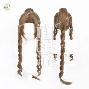 파이널 판타지 Vii 7 Aerith Gainsborough 코스프레 가발, 65cm 다크 브라운 내열성 합성 가발, 할로윈 애니메이션 코스프레 FFVII 7 가발