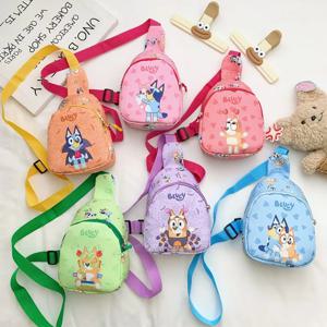빙고 친구 어린이 가방 귀여운 Bluey 가족 어린이 가슴 가방 유치원 만화 빛 Crossbody 가방 할로윈 크리스마스 선물