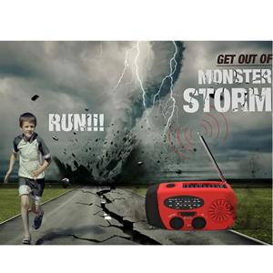 고출력 LED 손전등 및 AM/FM/NOAA 기상 라디오(핸드크랭크 다이나모 포함), USB 모바일 충전기 - 비상 생존 장비