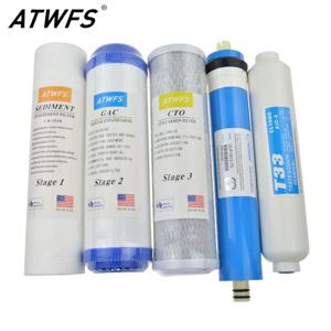 ATWFS 새로운 정수기 5 단계 필터 카트리지 75 gpd RO 멤브레인 역삼 투 시스템 가정용 정수 필터