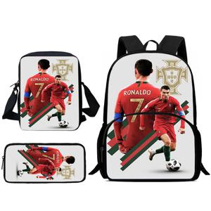 어린이 배낭 축구 스타 CR7 숄더 백 연필 케이스 학생 대용량 학교 가방 R-RonaldoS 소년 소녀 최고의 선물