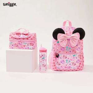 정품 디즈니 호주 Smiggl 미니 핑크 여자 학생 학교 가방 편지지 펜 케이스 점심 가방 더블 어깨 배낭