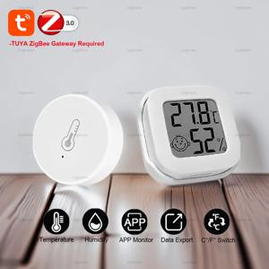 Tuya Zigbee 미니 온도 습도 센서 스마트 라이프 홈 온도계 습도계 APP 원격 알람 Google 홈 Alexa와 함께 작동