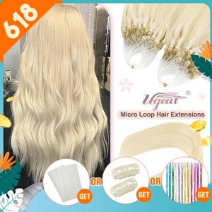 Ugeat 마이크로 루프 인간 헤어 익스텐션 Balayage Blonde 50Gram/Set 1G/S 천연 헤어 마이크로 링크 헤어 익스텐션 퓨전 프리 보세