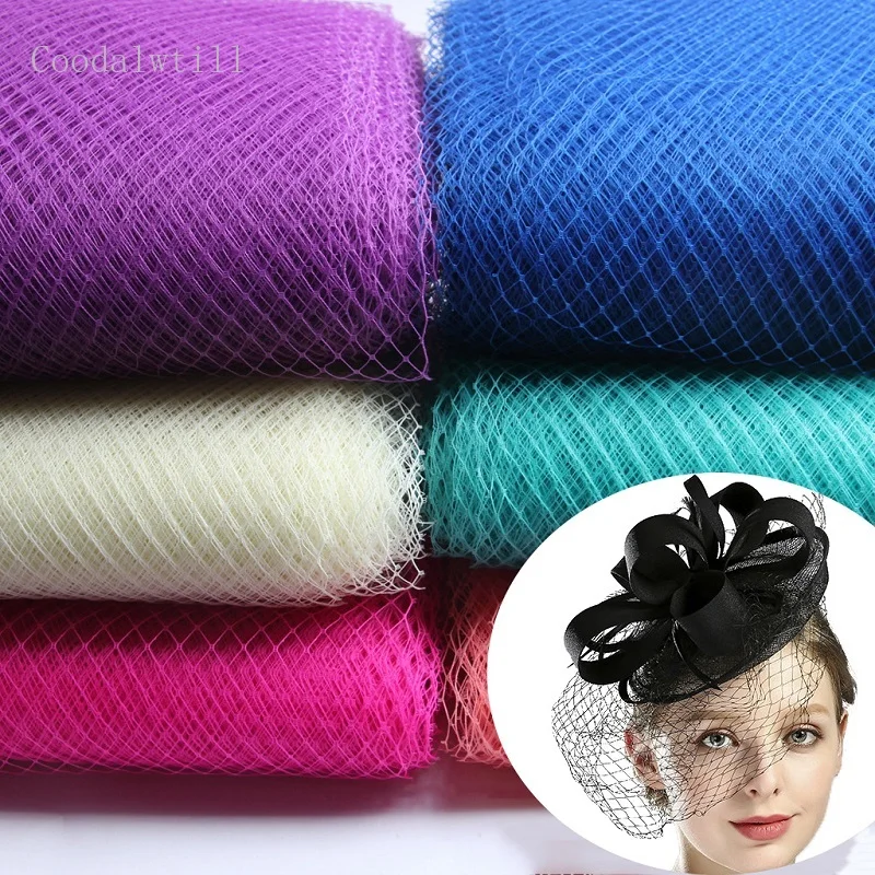 25cm * 1m 웨딩 밀리터리 그물 러시아어 베일 링 새장 베일 DIY 모자 트리밍 헤어 액세서리 Tulle Dress Fabric