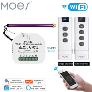 MOES WiFi RF433 전기 롤러 셔터 제어 모듈 용 블라인드 커튼 스위치 리모콘 Tuya Smart Life Google Home Alexa Voice