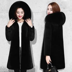 2024 새로운 겨울 가짜 모피 자켓 블랙 후드 파카 코트 Thicken Ladies 따뜻한 롱 오버 코트 5XL Windproof Snow Outerwear 여성