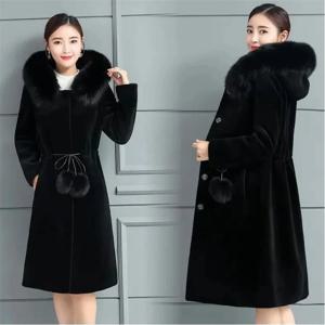 밍크 모피 코트 여성 중간 길이 2023 가을, 겨울 얇은 밍크 인조 모피 후드 자켓 여성 Nnew Fashion Thickening