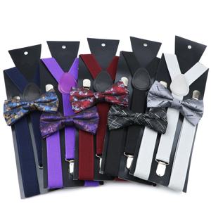 새로운 다채로운 망 멜빵 나비 넥타이 세트 여성 교정기 Bowtie Y 백 조정 가능한 클립 온 탄성 벨트 스트랩 웨딩 액세서리