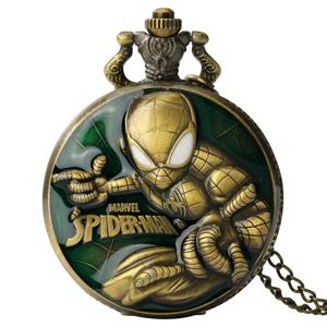 마블 스파이더 맨 만화 애니메이션 석영 주머니 시계 패션 유명한 스파이더 영웅 남자 코스프레 Steampunk 목걸이 펜던트 체인 시계