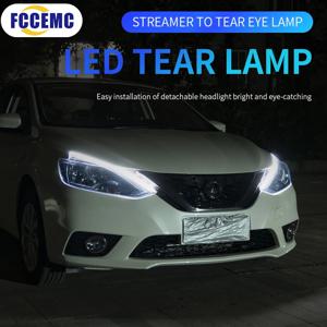 LED DRL 자동차 주간 주행등, 유연한 방수 스트립, 자동 헤드라이트, 흰색 방향 지시등, 노란색 브레이크 흐름 조명, 12V, 2 개