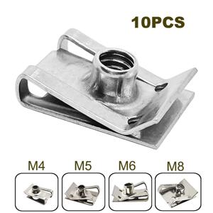 10pcs 스테인레스 스틸 U 형 클립 플레이트 리프 스프링 너트 M6 M5 M4 M8 8mm 5mm 6mm 4mm 리드 너트 자동차 오토바이 스쿠터 ATV
