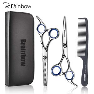 Brainbow 6 인치 커팅 틴닝 스타일링 도구 헤어 가위 스테인레스 스틸 살롱 미용 가위 일반 플랫 치아 블레이드