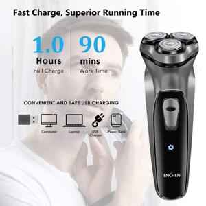 ENCHEN 블랙스톤 남성용 전기 회전 면도기, 3D 플로팅 블레이드, 세척 가능한 C타입 USB 충전식 수염 면도기