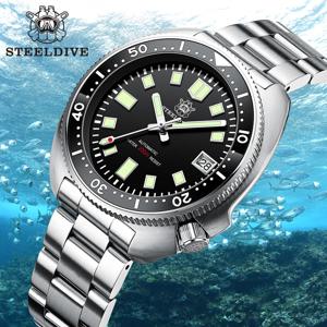 Steeldive SD1970 흰색 날짜 배경 200M 방수 NH35 6105 거북이 자동 다이브 다이버 시계