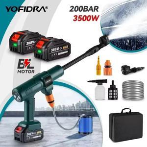 Yofidra 200Bar 브러시리스 전기 고압 물총 6-in-1 노즐 자동차 청소 정원 급수 스프레이 건 18V 배터리