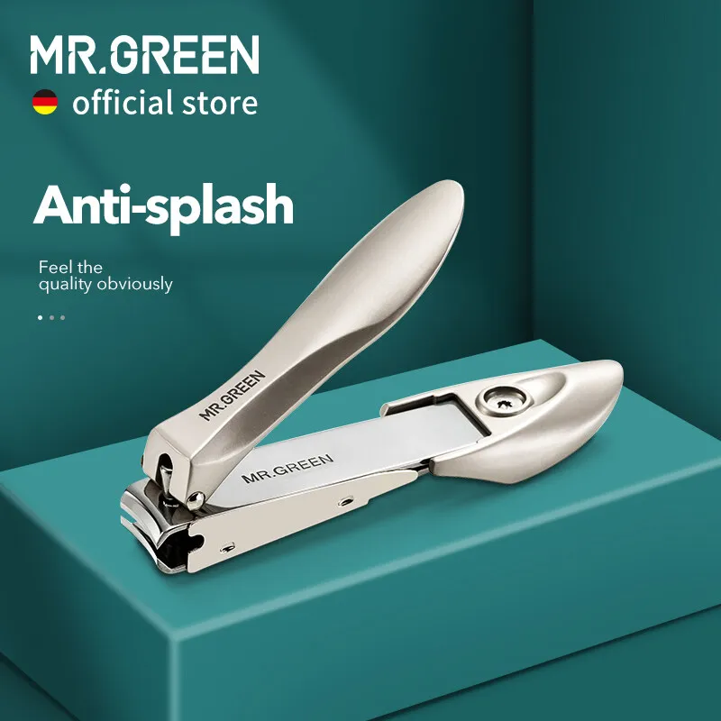 MR.GREEN 안티 스플래시 손톱깎이 스테인레스 스틸 손톱 커터 매니큐어 도구 생체 공학 디자인 네일 트리머