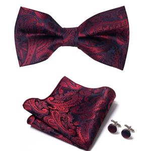 좋은 품질 슬리버 오피스 나비 Hanky ​​커프스 단추 세트 Bowtie 남성용 기하학 hombre 정장 의류