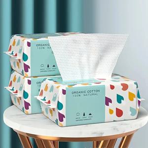 100PCS 일회용 두꺼운 100% 코튼 페이스 타올 메이크업 소프트 제거 물티슈 스킨 케어를위한 드라이 클렌저 타월