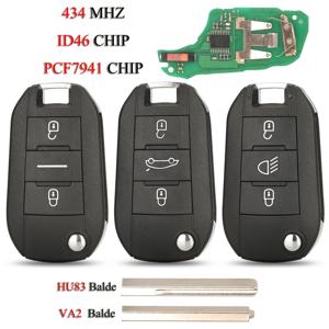 Jingyuqin 플립 원격 스마트 자동차 키 시트로엥 C3 C4 선인장 Hella 푸조 208 301 508 5008 전문가 434MHZ ID46 PCF7941A 칩
