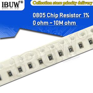 100pcs 0805 1% 1/8W SMD 칩 저항기 0R ~ 10M 0 1R 10R 100R 220R 330R 470R 1K 4.7K 10K 47K 100K 1M 10M 0 1 10 100 330 470 옴