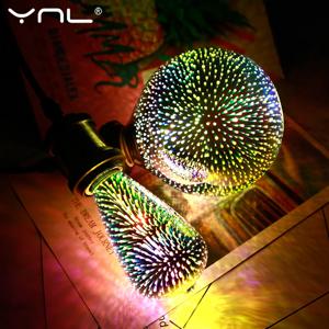 3D 다채로운 LED 에디슨 전구 E27 220V 빈티지 불꽃 장식 전구 ST64 G95 A60 크리스마스 앰플 LED 램프 조명