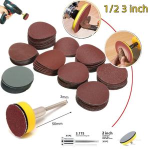 102/52pcs DIY 몰려 들고 샌딩 디스크 패드 키트 1/2/3 인치 그릿 연마 폴란드어 휠 Dremel 로타리 도구에 대 한 나무 샌딩 종이 세트