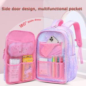 초등 학교 배낭 소녀를위한 귀여운 다채로운 가방 공주 학교 가방 방수 어린이 레인보우 시리즈 Schoolbags mochila