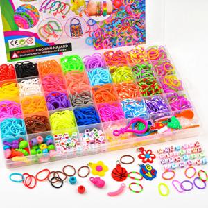 크리 에이 티브 다채로운 Loom 밴드 세트 레인보우 팔찌 만들기 키트 DIY 고무 밴드 짠 팔찌 공예 장난감 소녀 생일 선물