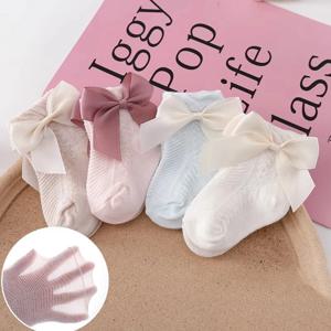 3 쌍 여름 아기 메쉬 양말 Bowknot 부드러운 면화 신생아 양말 공주 유아 유아 소녀 귀여운 통기성 양말