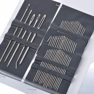스테인레스 스틸 큰 눈 손 바느질 바늘 세트, 바느질 바늘, 자수 바늘, 다양한 크기, 55 개