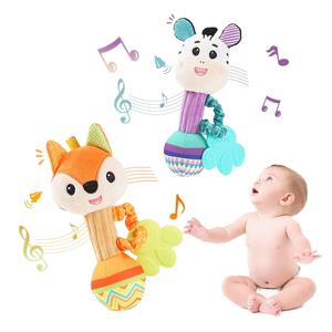 부드러운 박제 동물 딸랑이 핸드 그립 아기 장난감 셰이커 주름 삐딱한 감각 여행 액세서리 신생아 0-6 개월 딸랑이