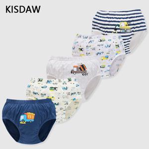 아동용 편안한 코튼 삼각 속옷, 2 ~ 14 세 남아용 자동차 만화 브리프, 5 개/로트