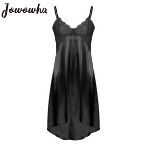 Mens Sissy Satin Nightdress 란제리 쉬어 레이스 스파게티 스트랩 v 넥 수면 복장 Chemise Crossdresser Nightwear Sleepwear