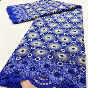 2025 최신 디자인 스위스 Voile 레이스 패브릭 바느질 여성을위한 돌과 프랑스 나이지리아 코 튼 드라이 레이스 저녁 파티 드레스