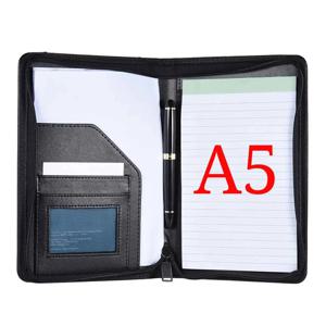 휴대용 비즈니스 포트폴리오 Padfolio 폴더 문서 케이스 주최자 A5 PU 가죽 명함 홀더 메모 메모 패드